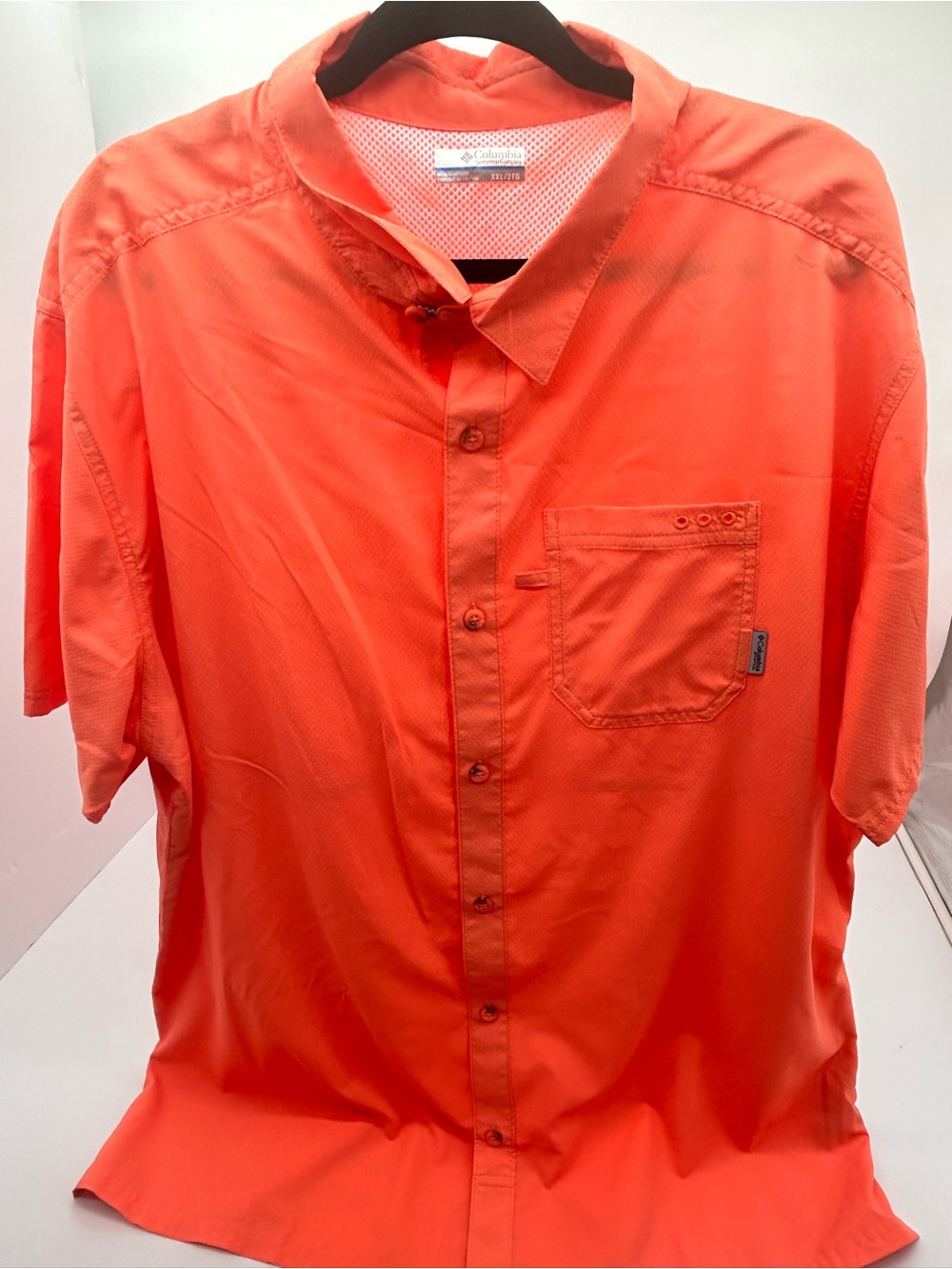 Columbia Men’s Short Sleeve Button-Up Shirt — Bright Orange XXl